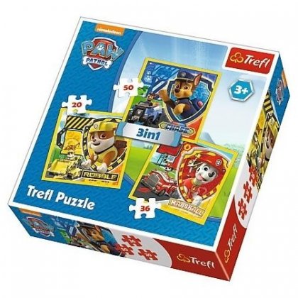 Puzzle 3w1 Marshall, Rubble i Chase - Psi Patrol
