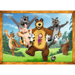 Puzzle 4w1 - Masza i Niedźwiedź: Leśne przygody Maszy