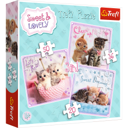 Puzzle 3w1 Sweet and Love: Słodkie kotki